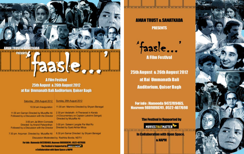 Faasle film festival programme, Lucknow